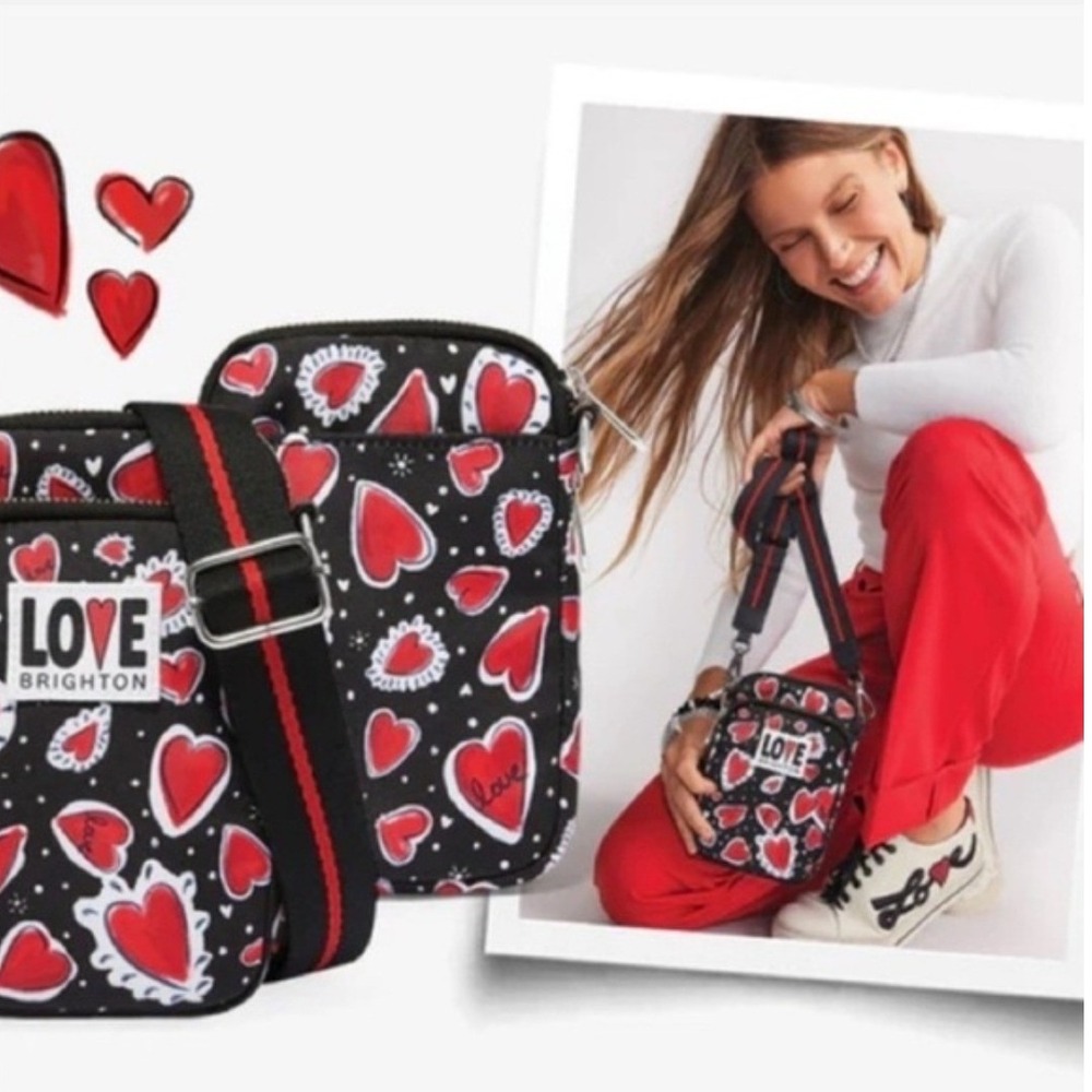 Brighton Hearts A‎ Flutter Utility Nylon Crossbody Phone Organizer Bag - Picture 4 of 7